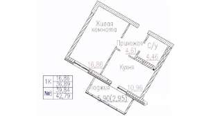 1-к квартира, строящийся дом, 43м2, 10/24 этаж