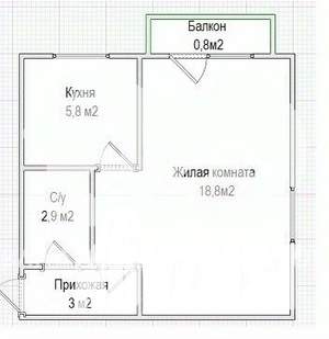 1-к квартира, вторичка, 31м2, 4/5 этаж