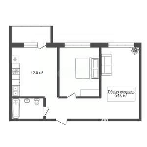 2-к квартира, вторичка, 54м2, 2/10 этаж