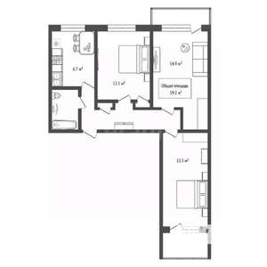 3-к квартира, вторичка, 59м2, 4/9 этаж