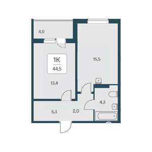 1-к квартира, вторичка, 45м2, 9/17 этаж