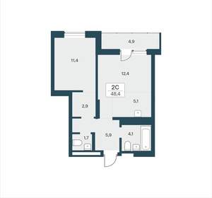 2-к квартира, вторичка, 48м2, 2/18 этаж