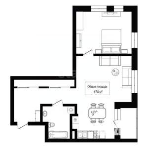 1-к квартира, вторичка, 68м2, 5/16 этаж