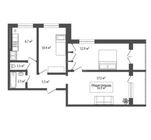 3-к квартира, вторичка, 57м2, 5/9 этаж
