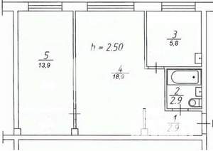 2-к квартира, вторичка, 41м2, 4/5 этаж