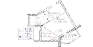1-к квартира, строящийся дом, 37м2, 8/24 этаж