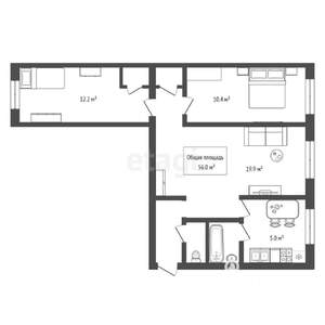 3-к квартира, вторичка, 56м2, 2/5 этаж