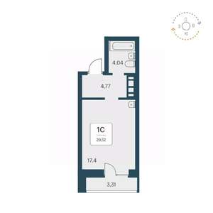 Студия квартира, вторичка, 30м2, 20/23 этаж