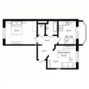 2-к квартира, вторичка, 62м2, 10/18 этаж