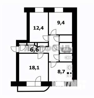 3-к квартира, вторичка, 64м2, 2/10 этаж