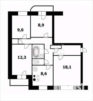 4-к квартира, вторичка, 80м2, 2/10 этаж