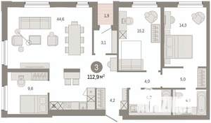 3-к квартира, вторичка, 113м2, 5/9 этаж