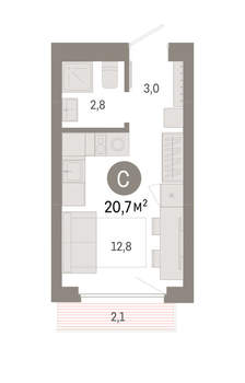 Студия квартира, вторичка, 21м2, 5/12 этаж