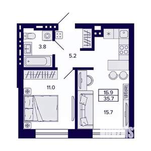 1-к квартира, вторичка, 36м2, 11/11 этаж