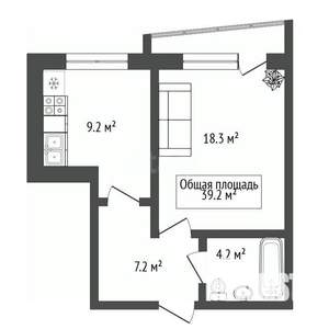 1-к квартира, вторичка, 40м2, 7/15 этаж