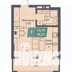 Студия квартира, вторичка, 26м2, 20/23 этаж