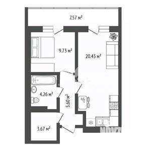 1-к квартира, вторичка, 45м2, 2/18 этаж