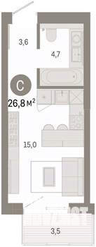 Студия квартира, вторичка, 27м2, 10/14 этаж