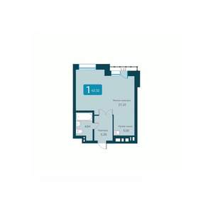 1-к квартира, строящийся дом, 42м2, 11/19 этаж