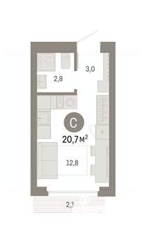 Студия квартира, вторичка, 21м2, 2/9 этаж