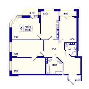 4-к квартира, вторичка, 126м2, 25/26 этаж