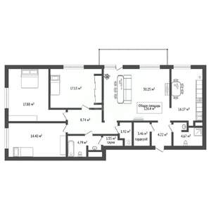 4-к квартира, вторичка, 126м2, 4/17 этаж