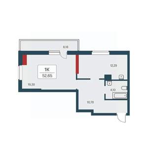 1-к квартира, вторичка, 52м2, 3/27 этаж