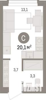 Студия квартира, вторичка, 20м2, 4/9 этаж