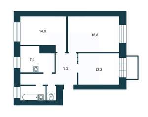 3-к квартира, вторичка, 66м2, 3/3 этаж