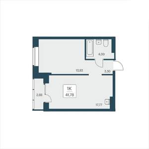 1-к квартира, вторичка, 42м2, 17/25 этаж