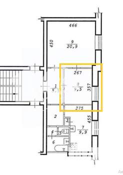 2-к квартира, вторичка, 30м2, 2/5 этаж