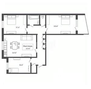 3-к квартира, вторичка, 61м2, 8/9 этаж