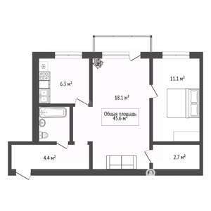 2-к квартира, вторичка, 46м2, 5/5 этаж