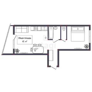 1-к квартира, вторичка, 45м2, 6/10 этаж