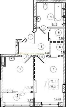 1-к квартира, вторичка, 39м2, 9/26 этаж