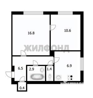 2-к квартира, вторичка, 46м2, 1/2 этаж