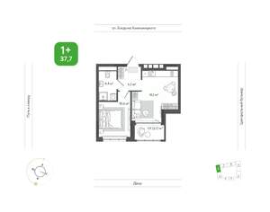 1-к квартира, вторичка, 38м2, 3/11 этаж