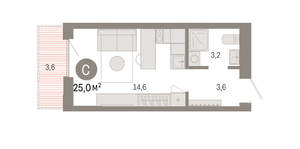 Студия квартира, вторичка, 25м2, 5/8 этаж