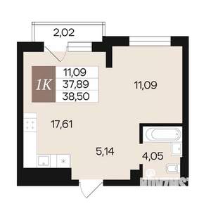 1-к квартира, вторичка, 39м2, 3/10 этаж