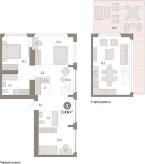 3-к квартира, вторичка, 135м2, 23/23 этаж