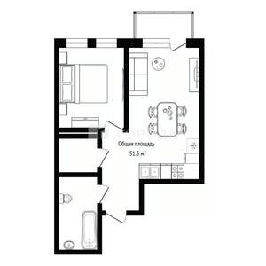 1-к квартира, вторичка, 52м2, 3/18 этаж