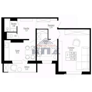 2-к квартира, строящийся дом, 67м2, 8/15 этаж