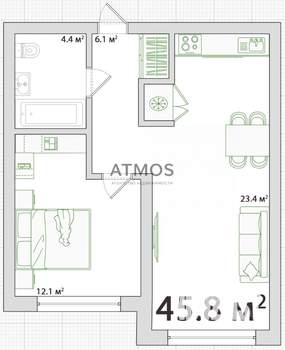 1-к квартира, вторичка, 47м2, 2/10 этаж