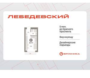 Студия квартира, вторичка, 21м2, 2/12 этаж