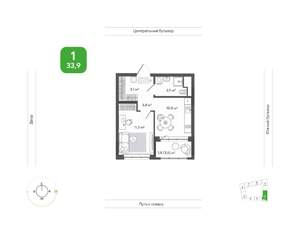 1-к квартира, вторичка, 34м2, 4/11 этаж