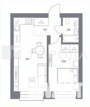 1-к квартира, вторичка, 40м2, 9/25 этаж