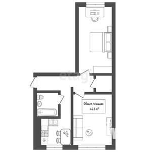 2-к квартира, вторичка, 47м2, 3/5 этаж