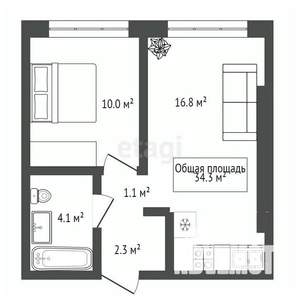 1-к квартира, вторичка, 35м2, 11/25 этаж