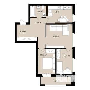 3-к квартира, вторичка, 74м2, 9/12 этаж