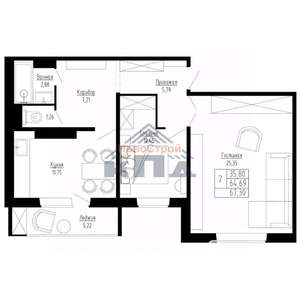 2-к квартира, вторичка, 67м2, 15/15 этаж